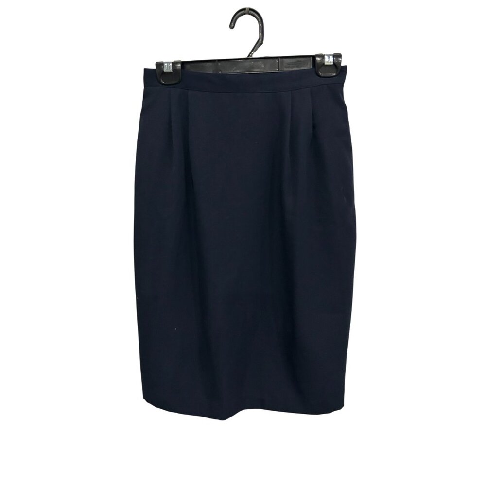Sassco Skirt Navy Blue Pencil Lined Size 8 Polyester Viscose Workwear Preppy